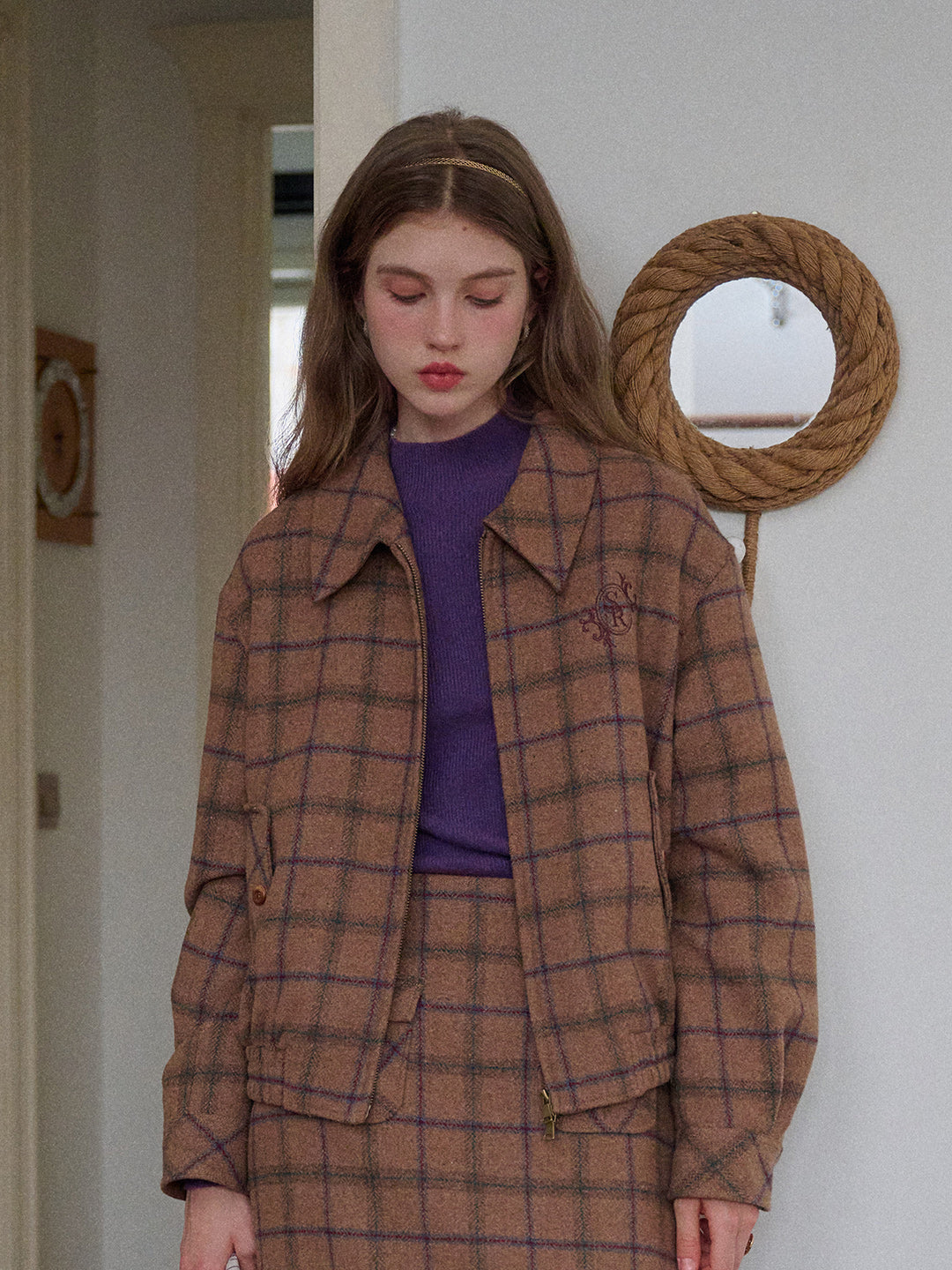 Amani Notch Lapel Plaid Jacket