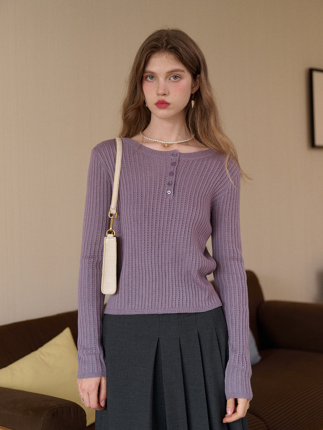 Kamryn Round Neck Ribbed Knit Top