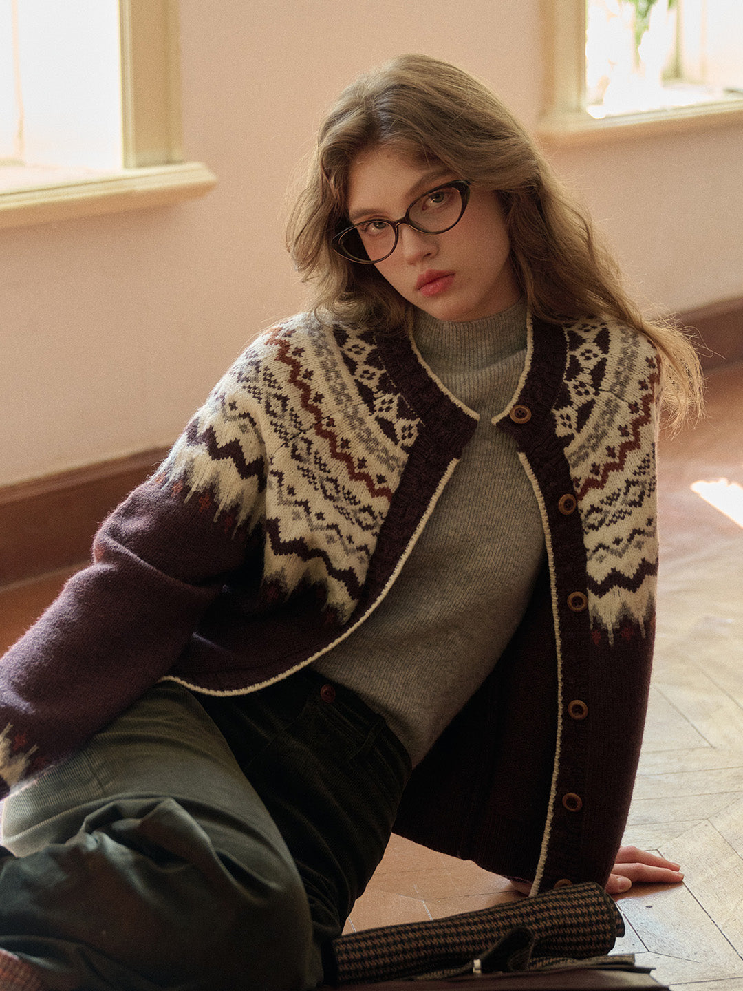 Dylan Round Neck Fair Isle Wool Cardigan