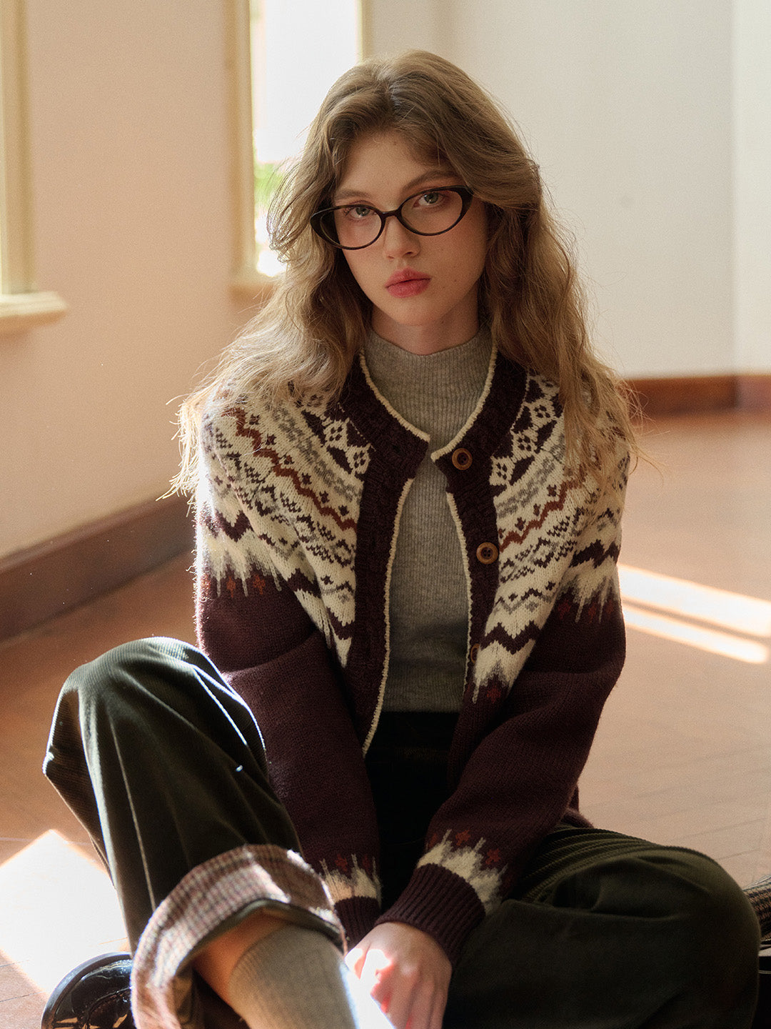 Dylan Round Neck Fair Isle Wool Cardigan