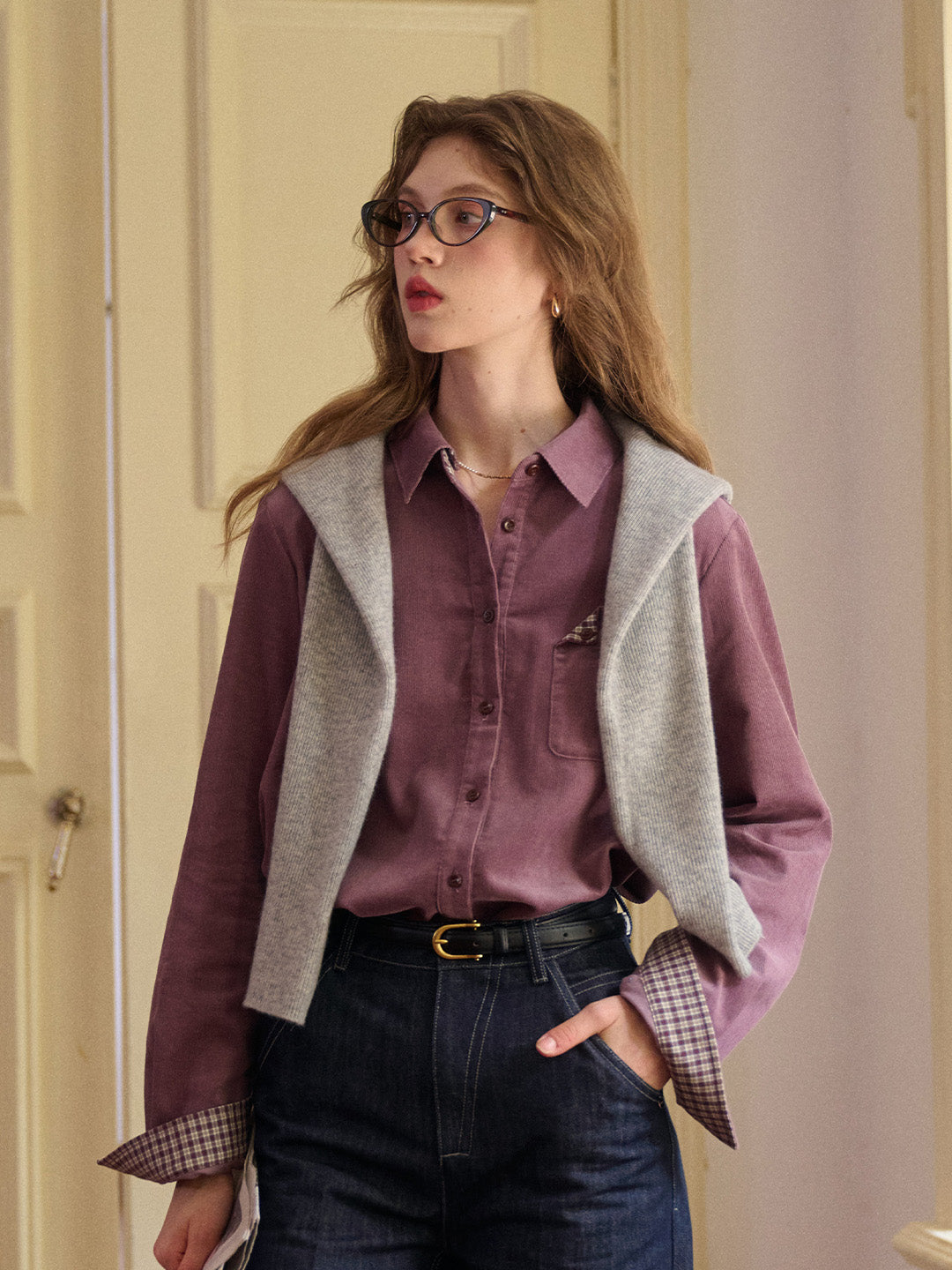 Davina Notch Lapel 100% Cotton Shirt