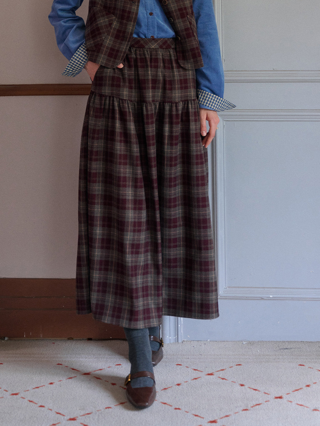 Melina A-Line Plaid Skirt