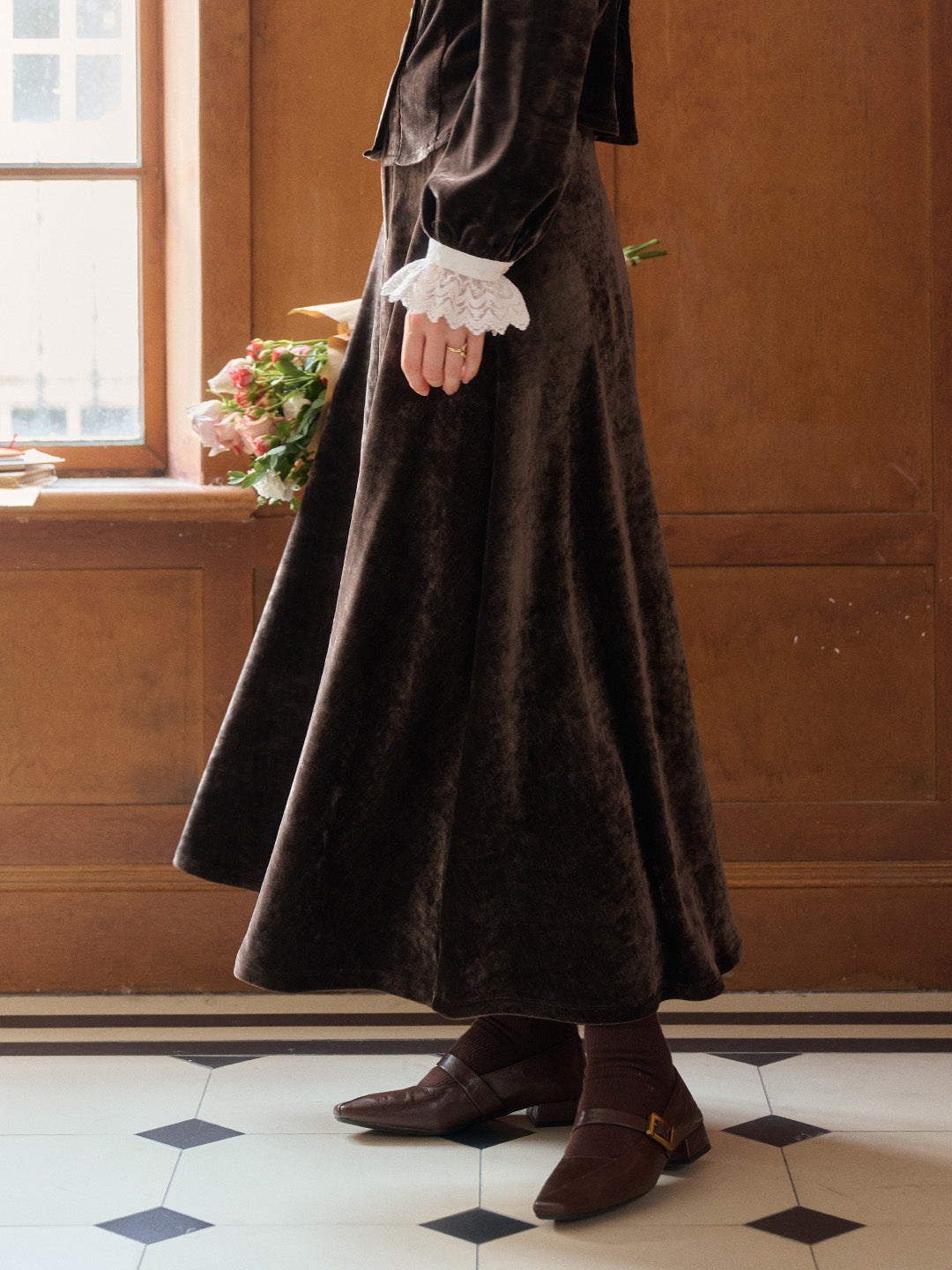 Goldie A-Line Velvet Skirt