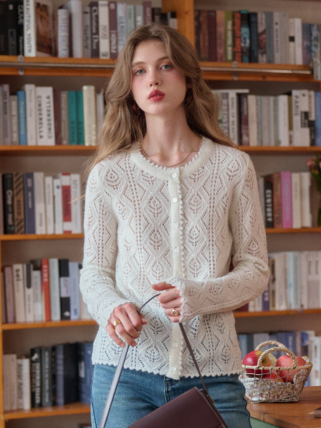 Phoenix V-Neck Hollow Knit Cardigan