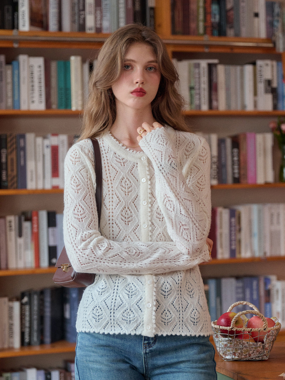 Phoenix V-Neck Hollow Knit Cardigan