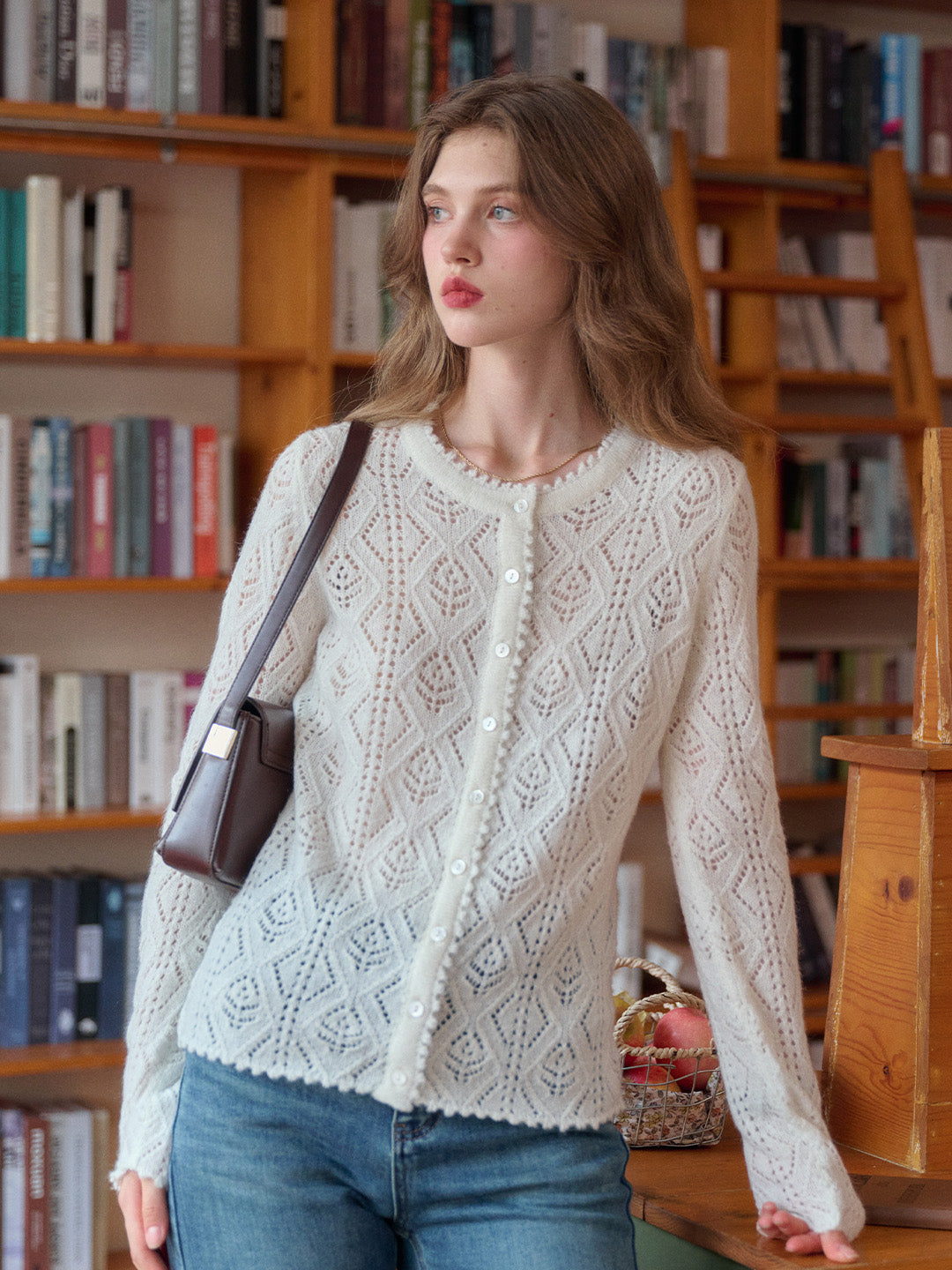 Phoenix V-Neck Hollow Knit Cardigan