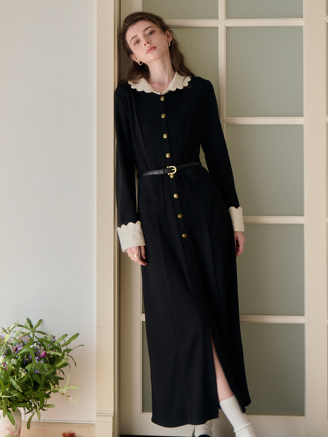 Noemi Peter Pan Collar Maxi Dress
