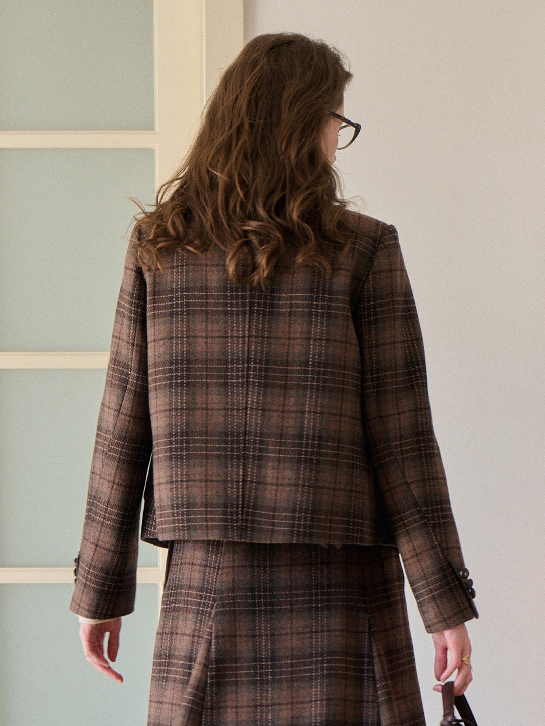 Aleah Notch Lapel Plaid Wool Jacket