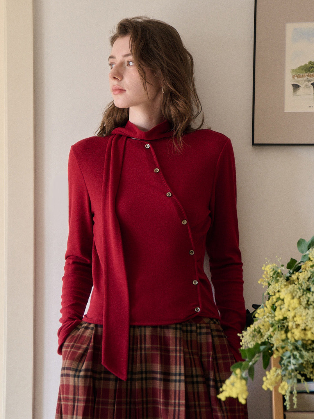 Jaliyah Slanted Placket Knit Top