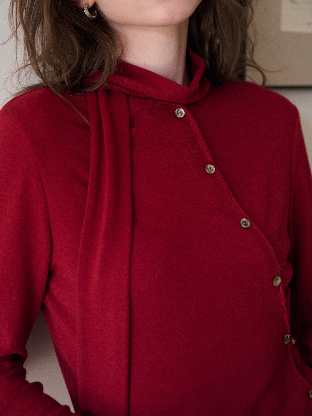 Jaliyah Slanted Placket Knit Top