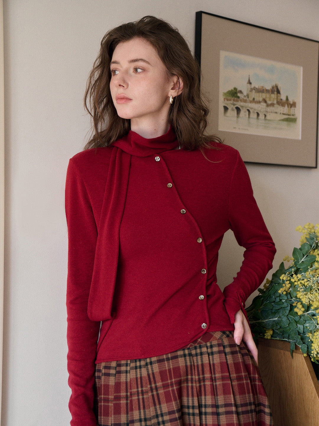 Jaliyah Slanted Placket Knit Top