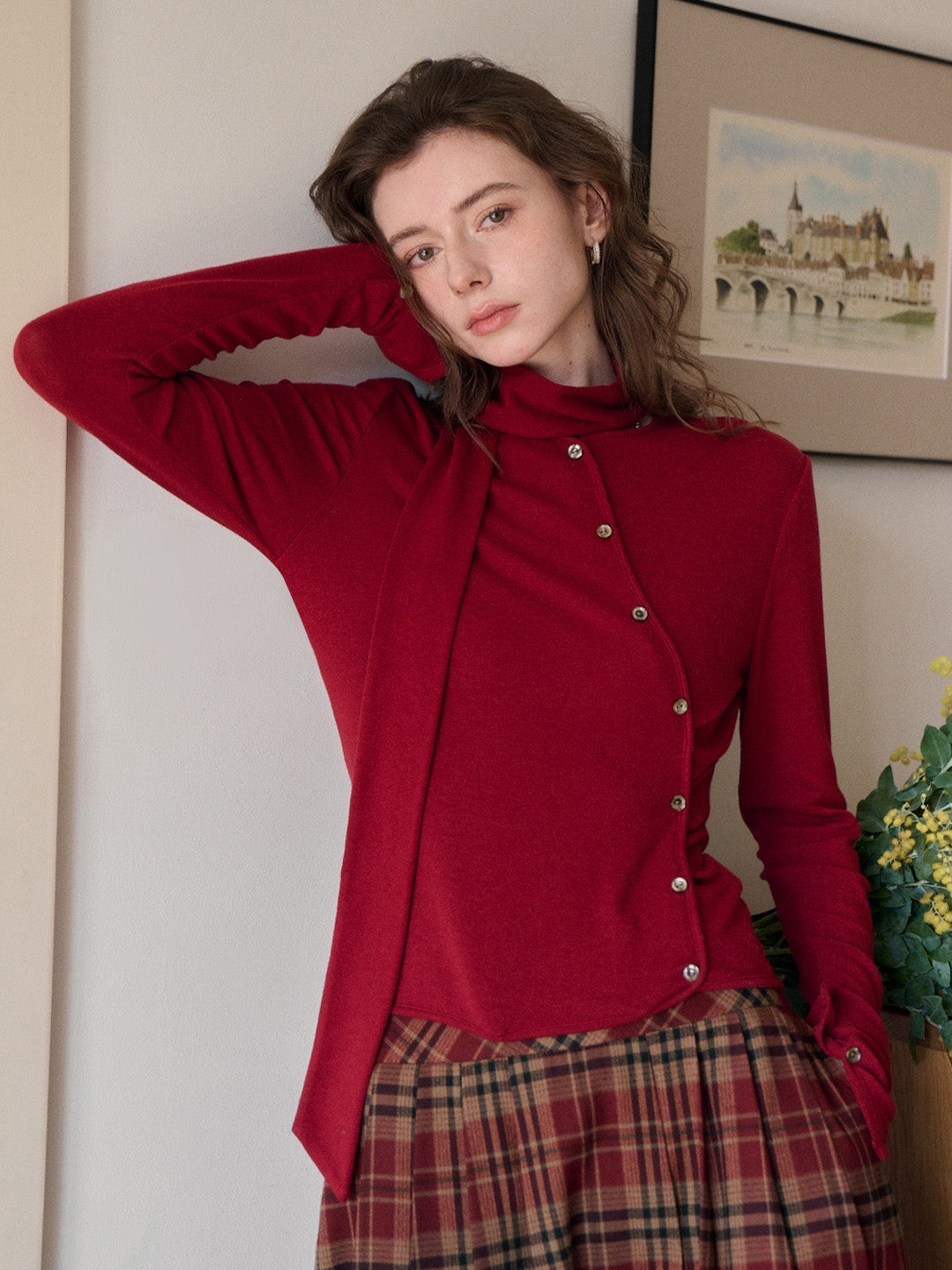 Jaliyah Slanted Placket Knit Top