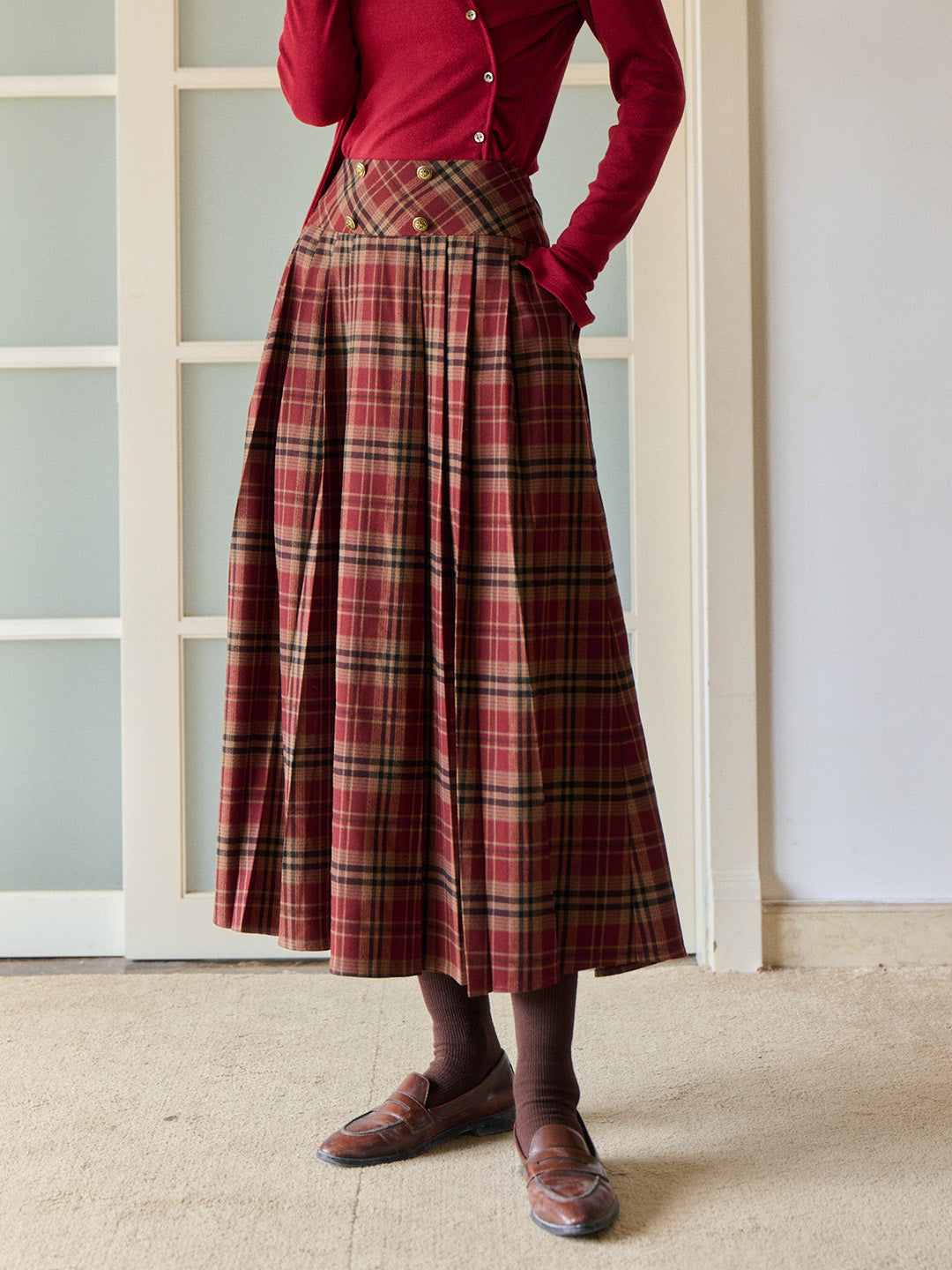 Georgina A-Line Plaid Skirt