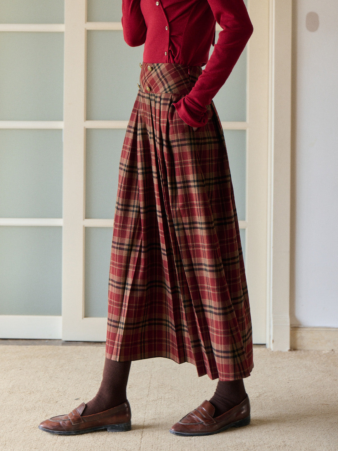 Georgina A-Line Plaid Skirt