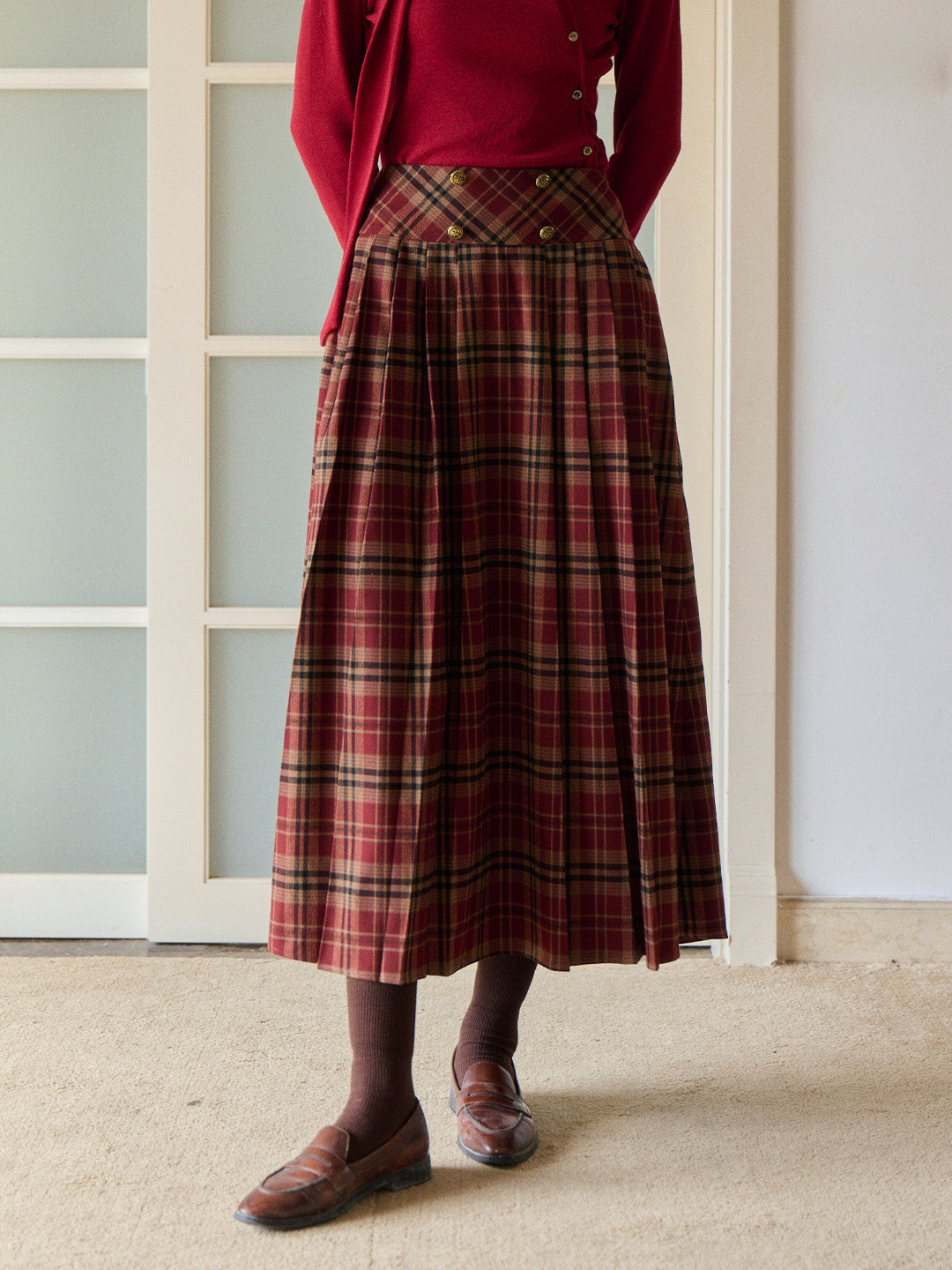 Georgina A-Line Plaid Skirt