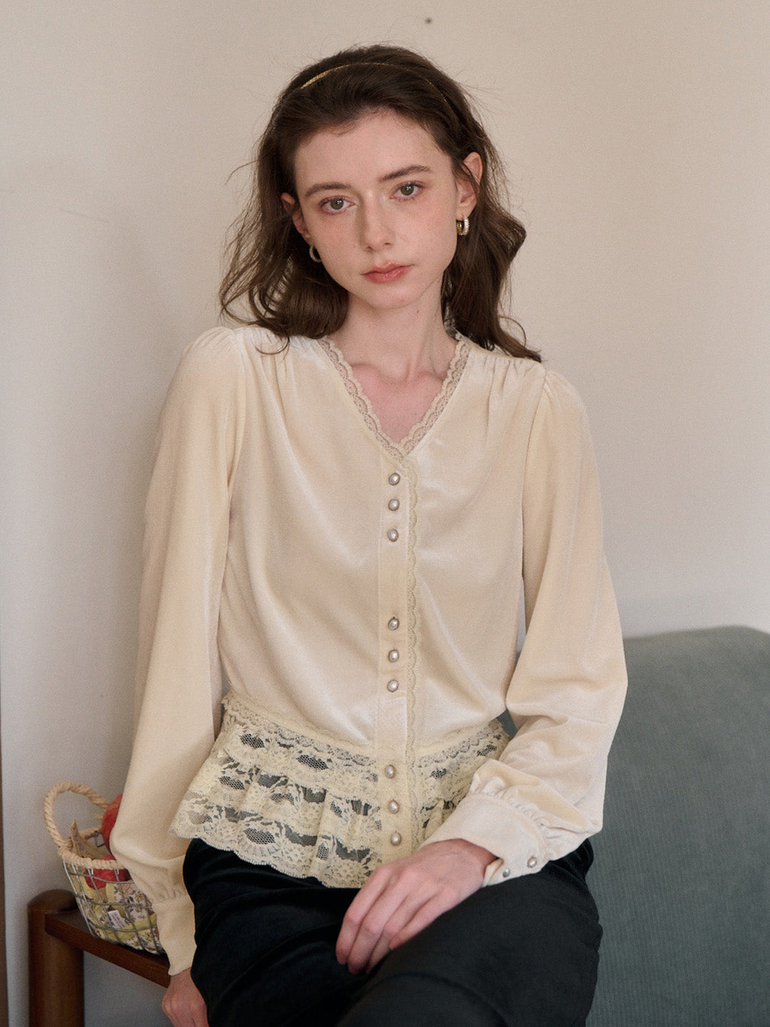 Theodora V-Neck Hollow Blouse