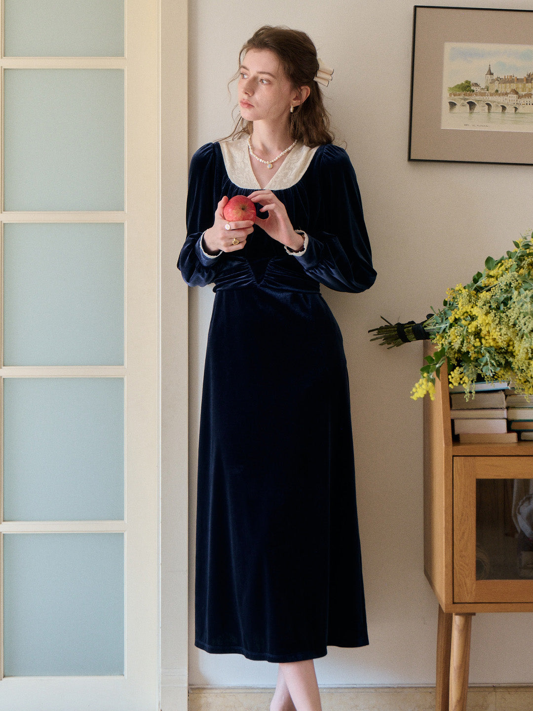 Aila V-Neck Velvet Dress