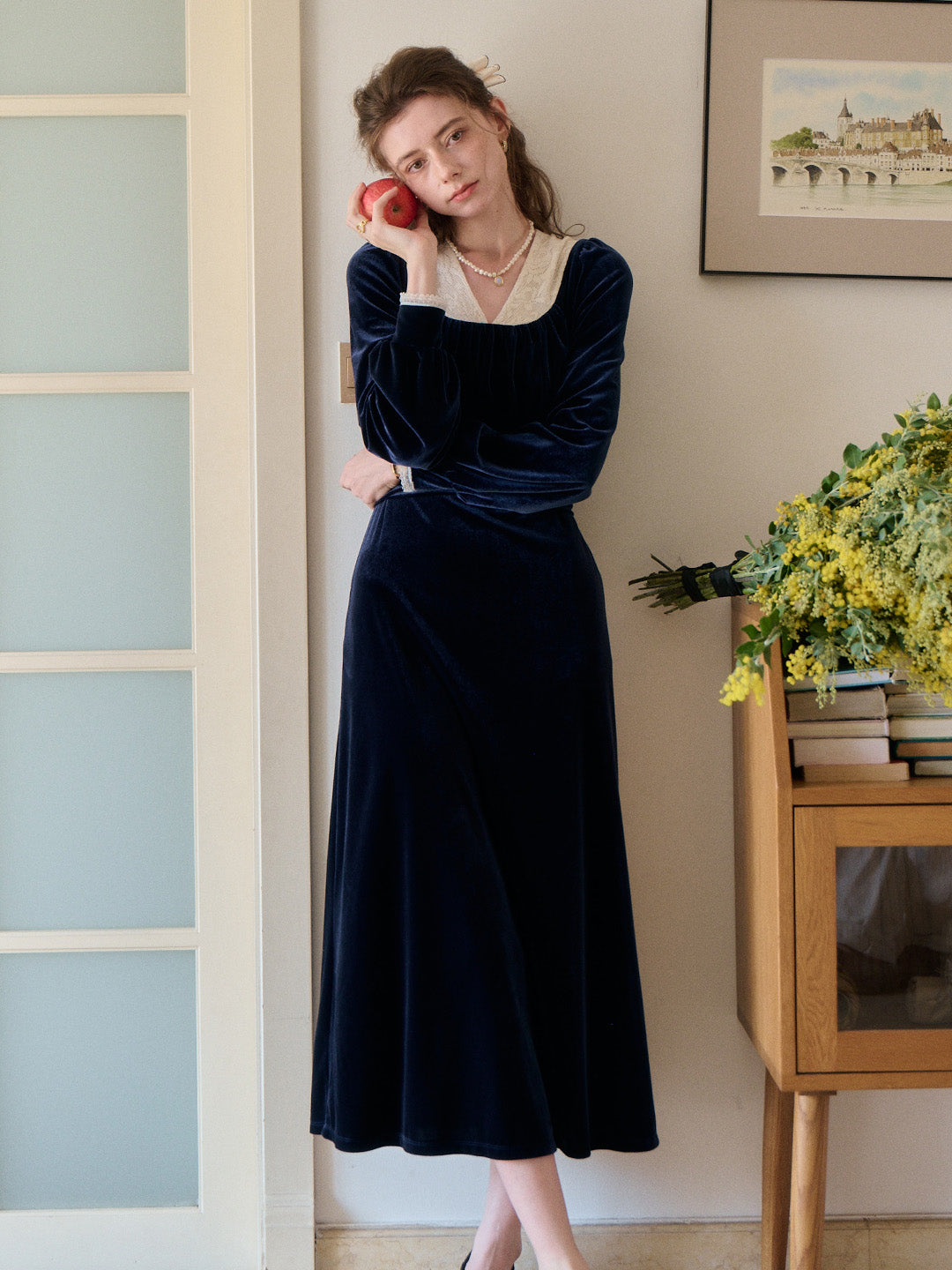 Aila V-Neck Velvet Dress