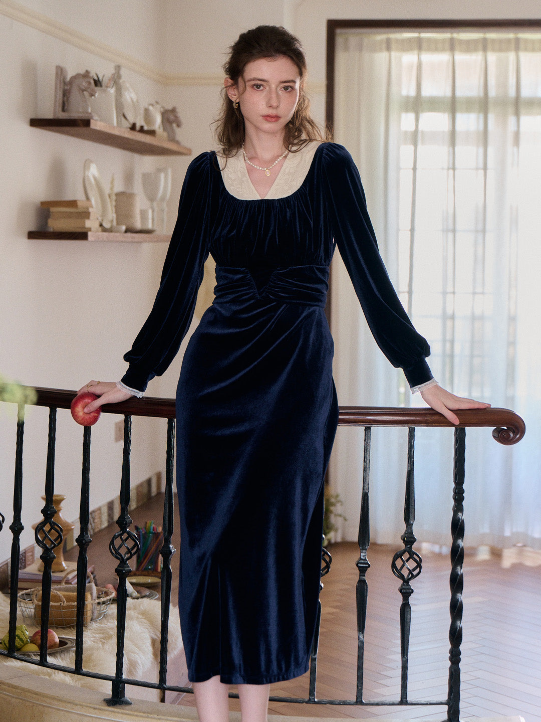 Aila V-Neck Velvet Dress