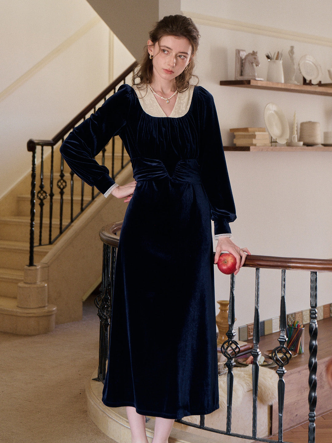 Aila V-Neck Velvet Dress