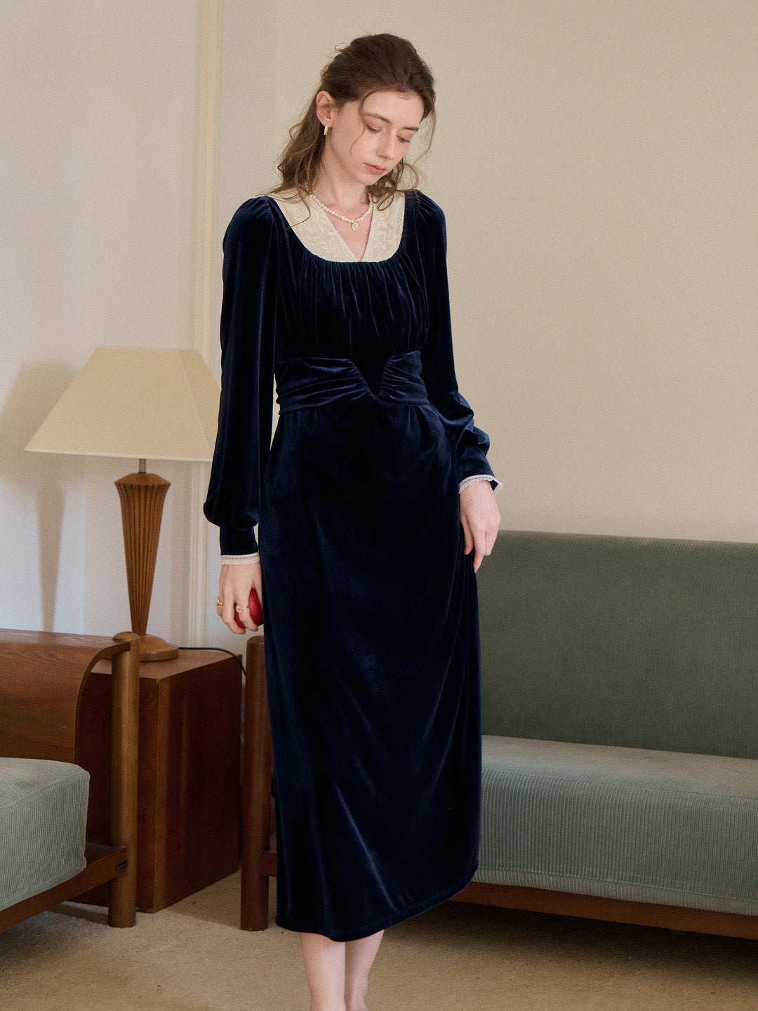 Aila V-Neck Velvet Dress