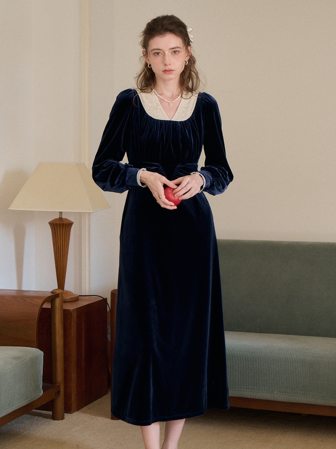 Aila V-Neck Velvet Dress