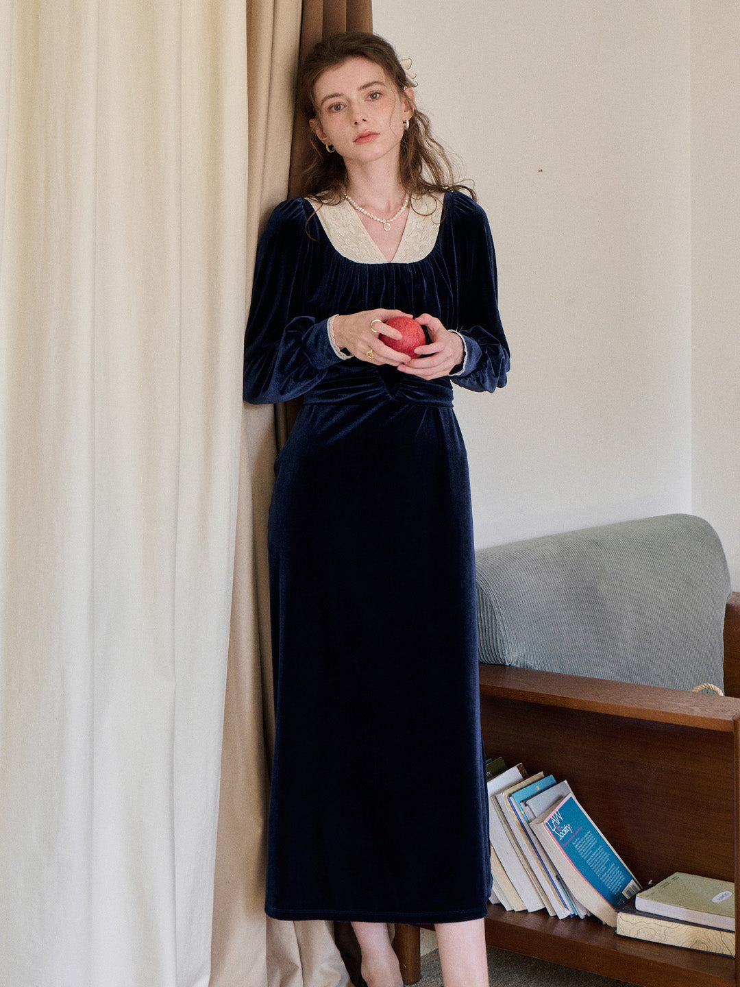 Aila V-Neck Velvet Dress
