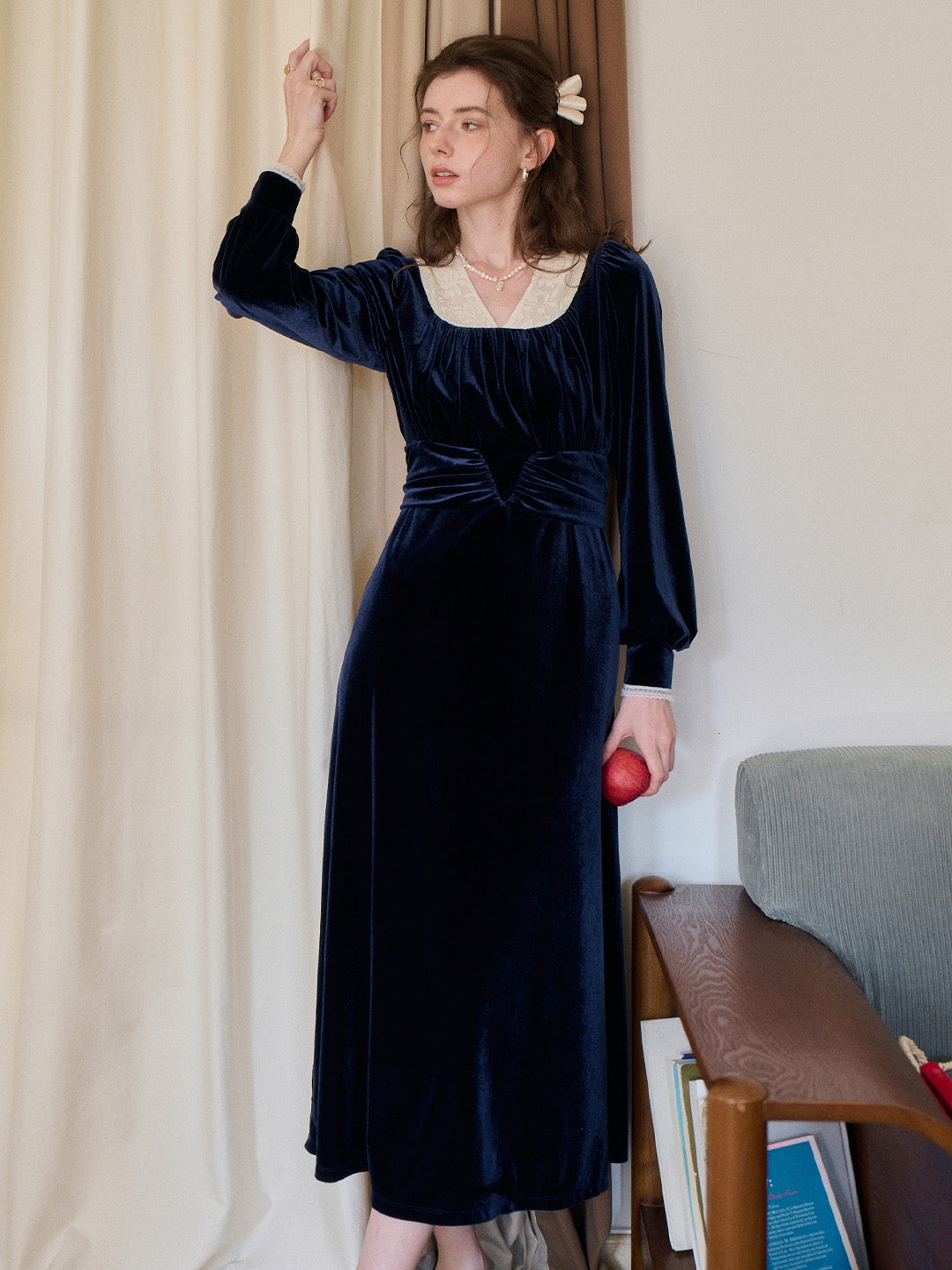 Aila V-Neck Velvet Dress