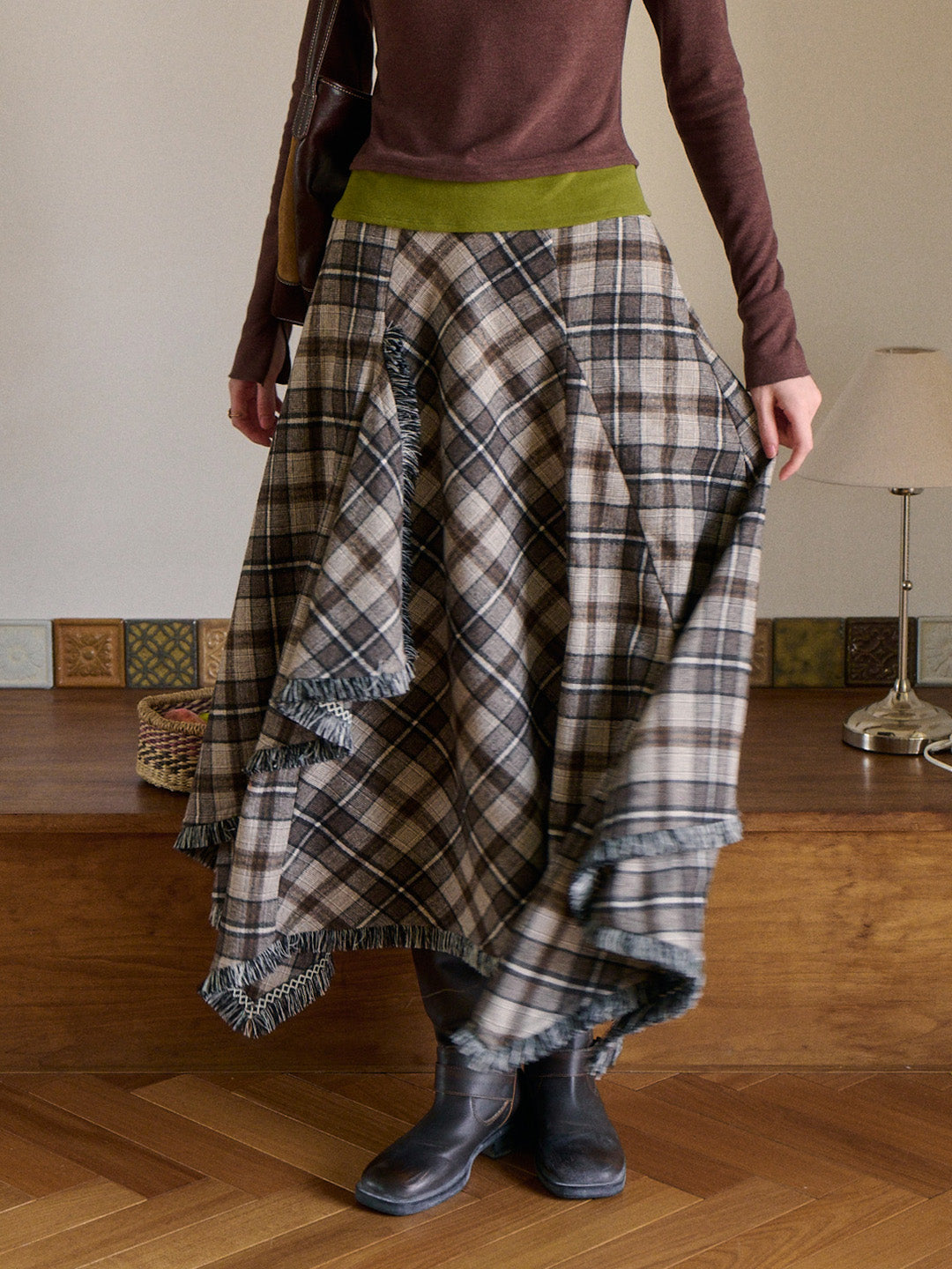 Whitley Plaid Wool Skirt