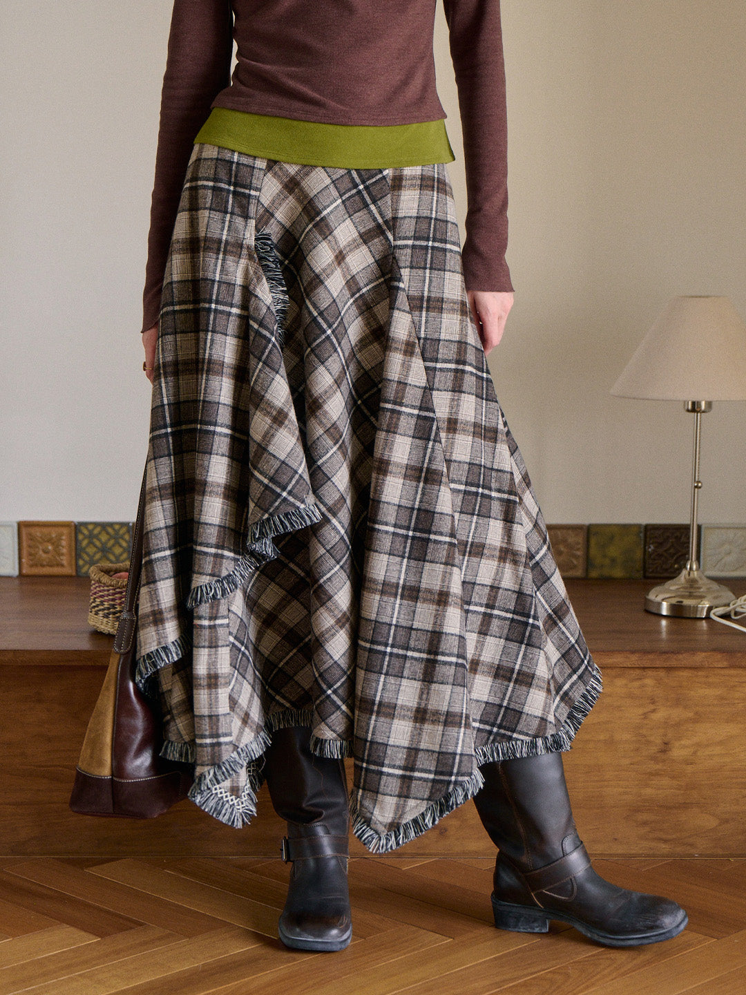 Whitley Plaid Wool Skirt