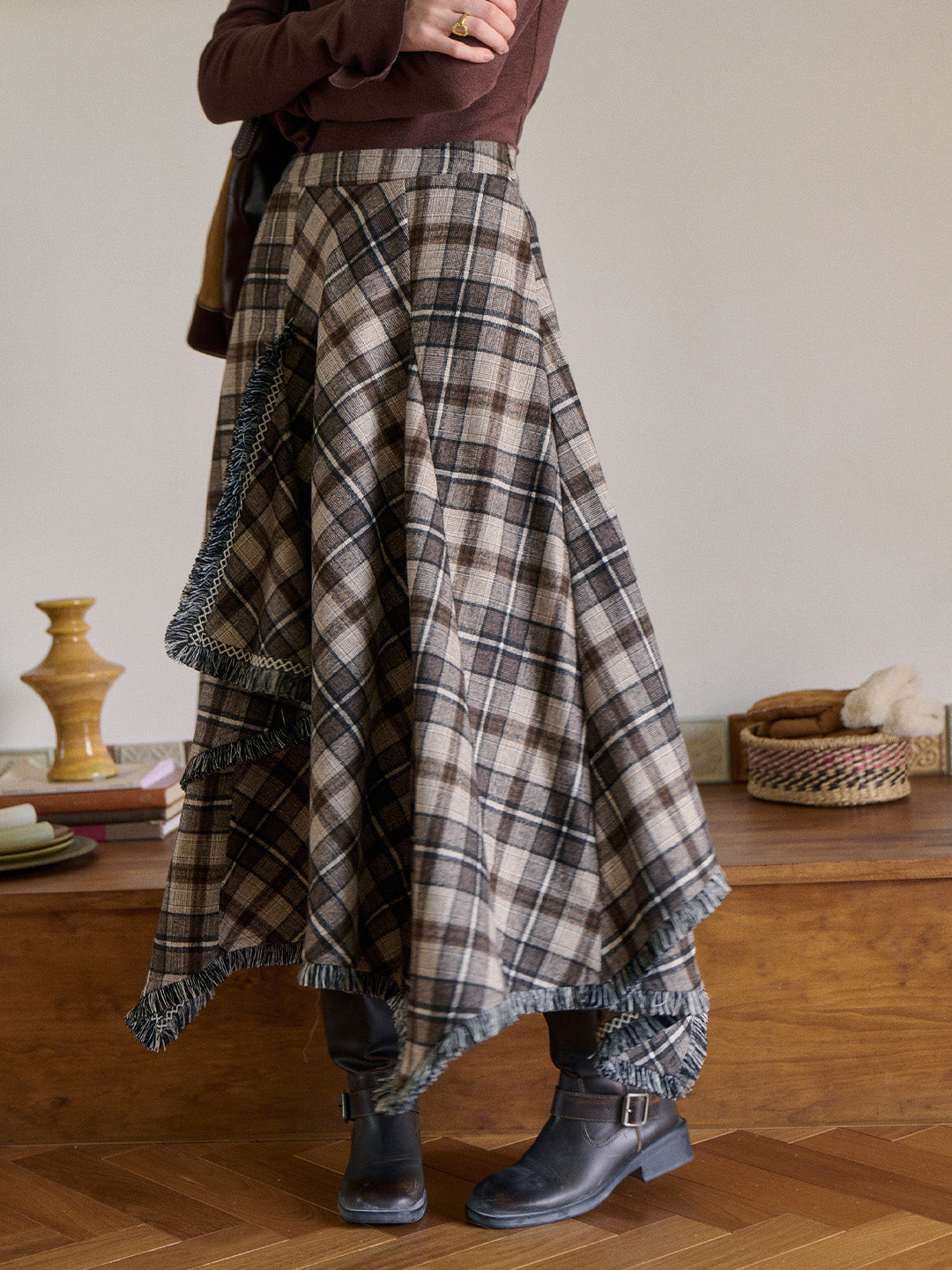 Whitley Plaid Wool Skirt