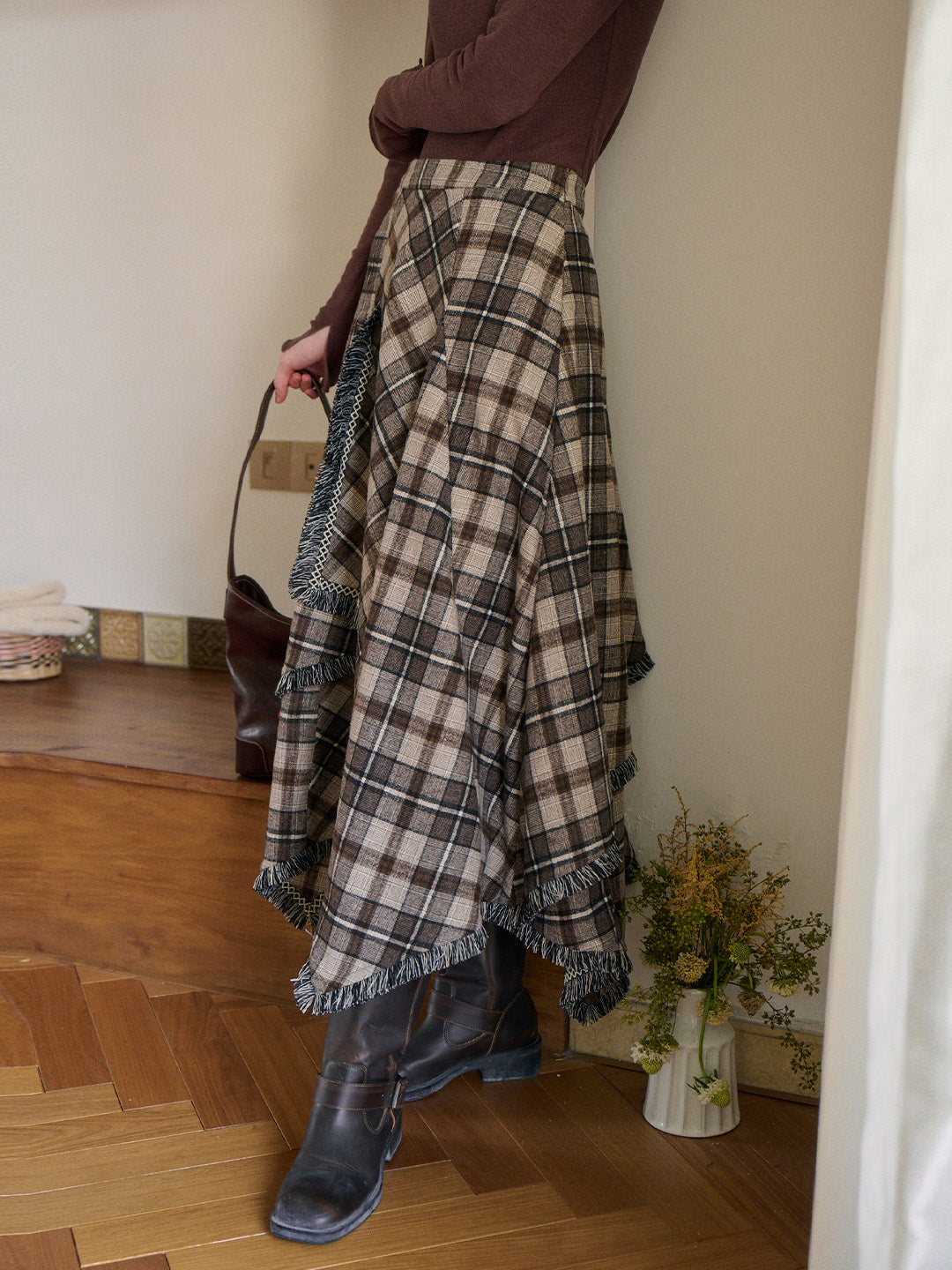 Whitley Plaid Wool Skirt