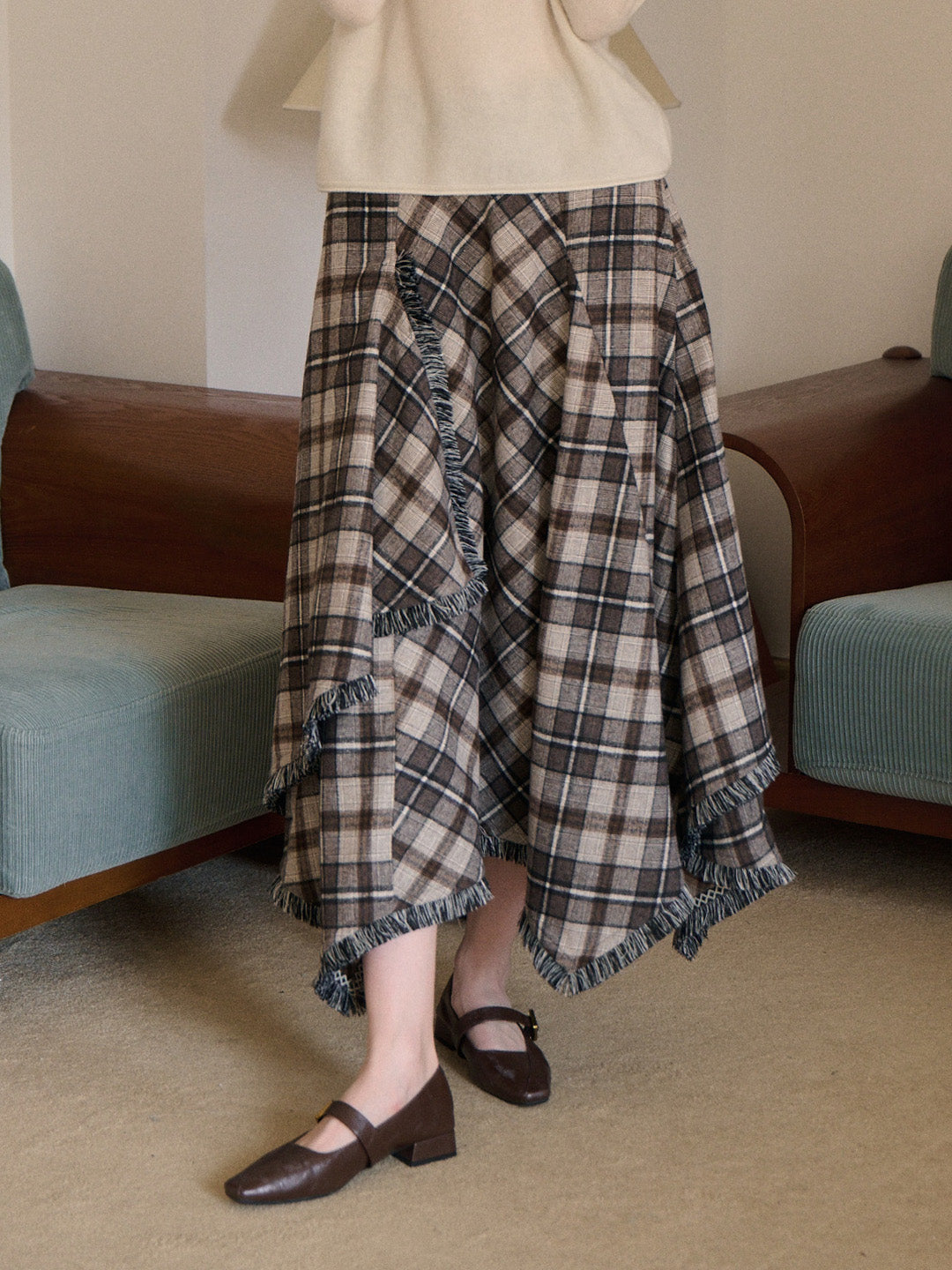 Whitley Plaid Wool Skirt