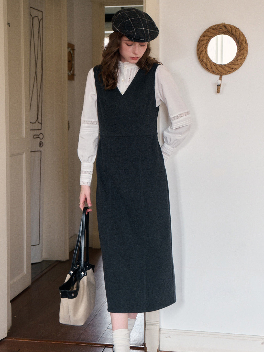 Emmie V-Neck Wool Sleeveless Dress