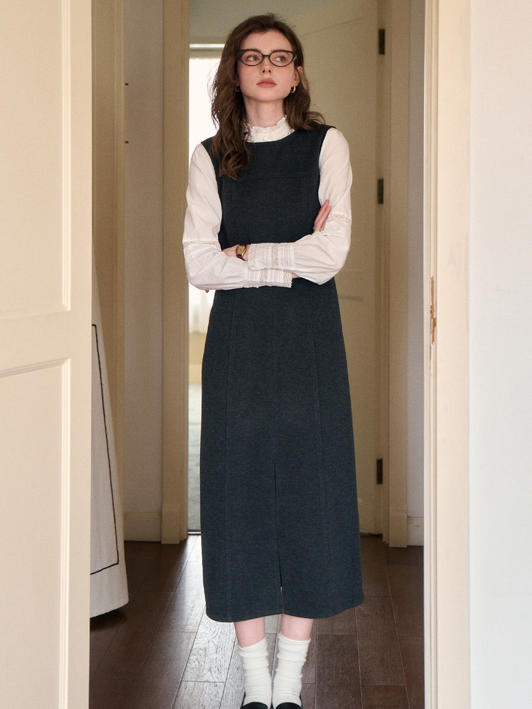 Emmie V-Neck Wool Sleeveless Dress