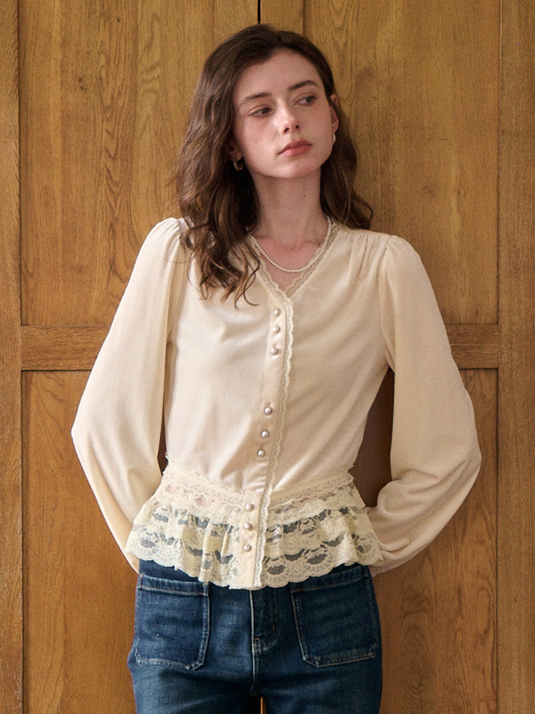 Theodora V-Neck Hollow Blouse