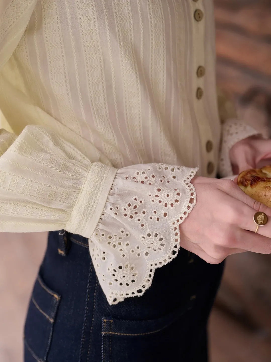 Kaiya Ruffle Collar 100% Cotton Blouse