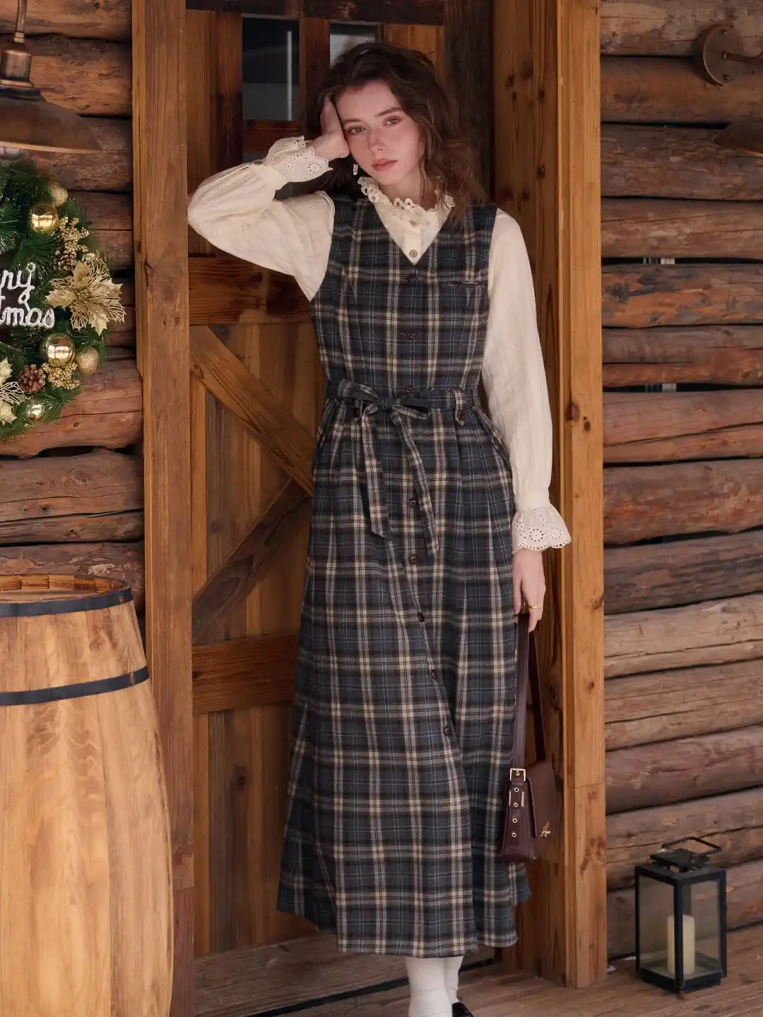 Azaria V-Neck Plaid Dress