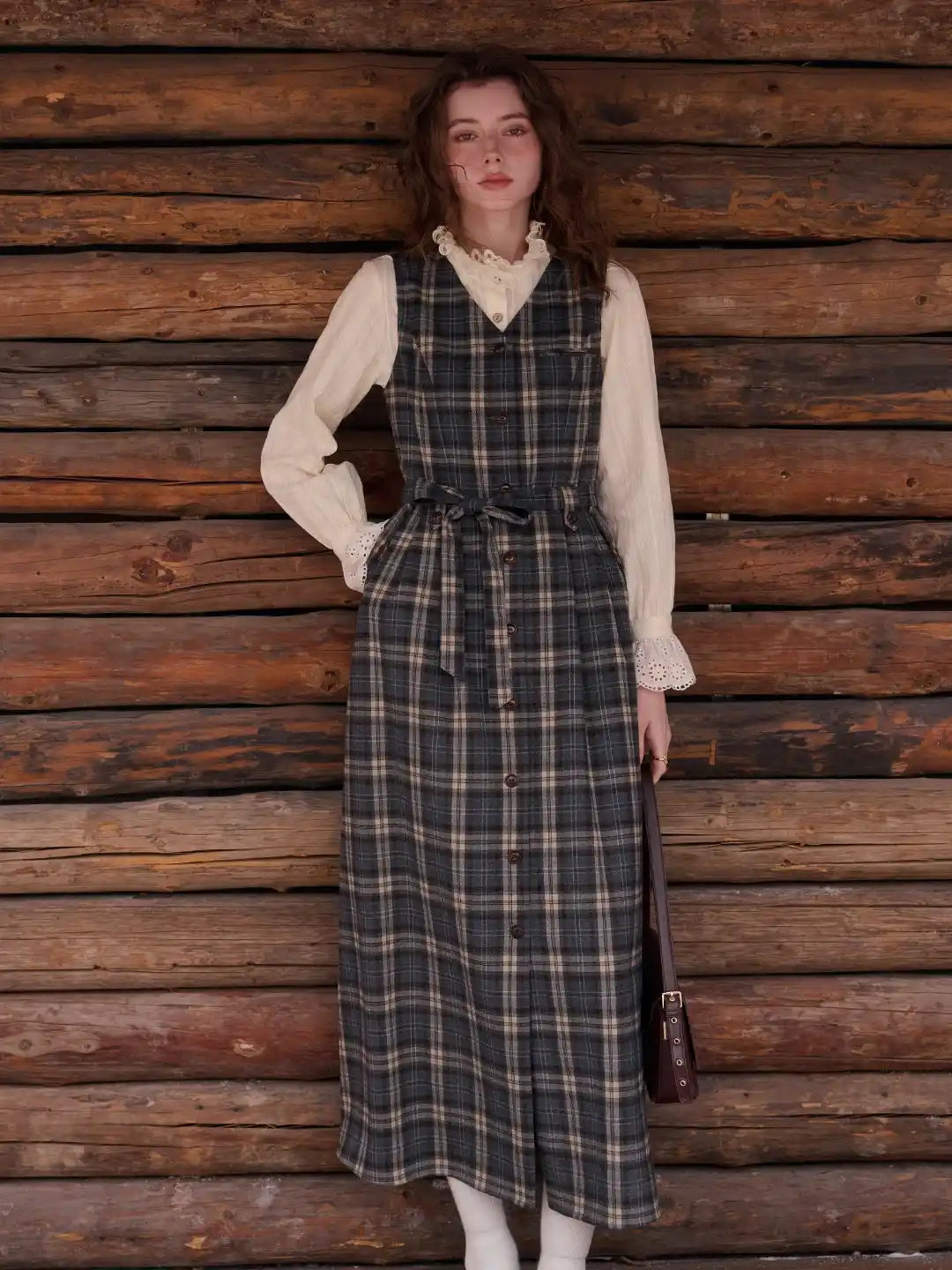 Azaria V-Neck Plaid Dress