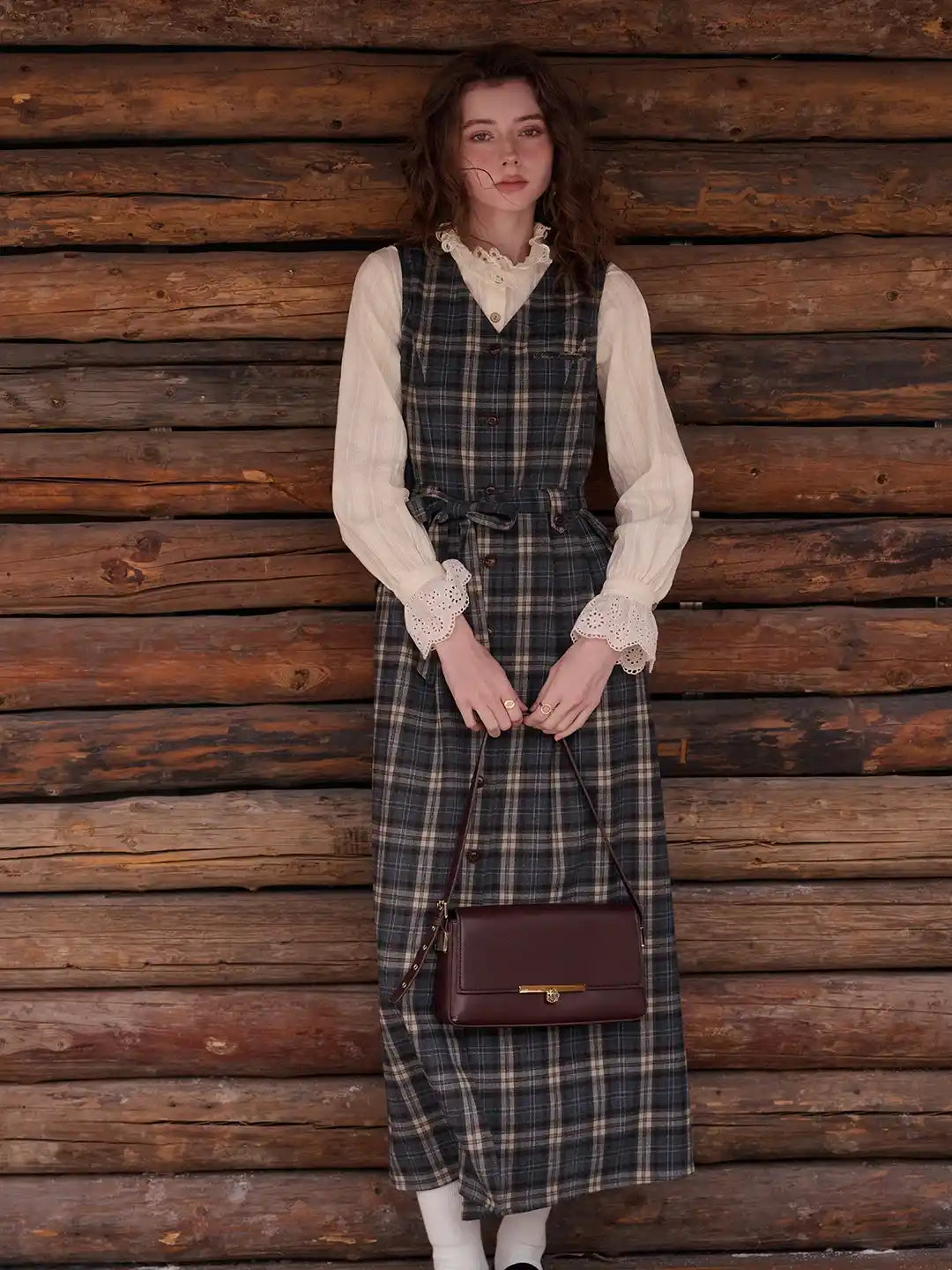 Azaria V-Neck Plaid Dress