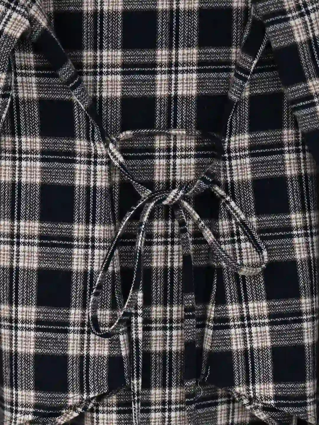 Samira Slanted Placket Plaid Cotton Blouse