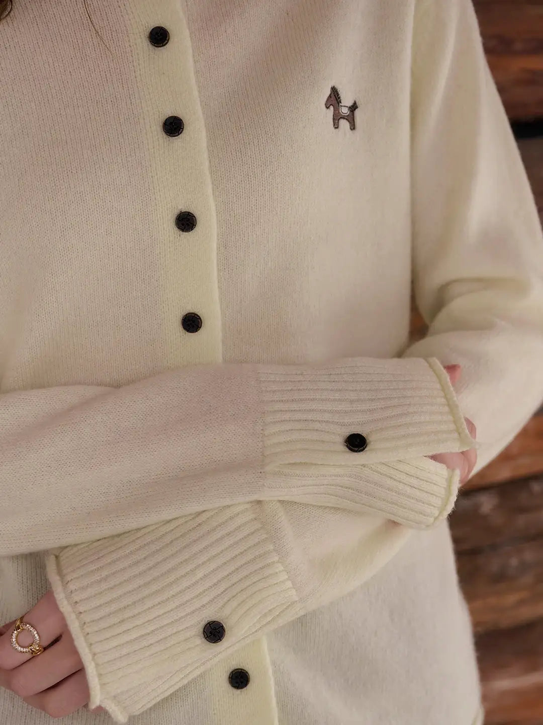 Araceli Round Neck 100% Wool Cardigan