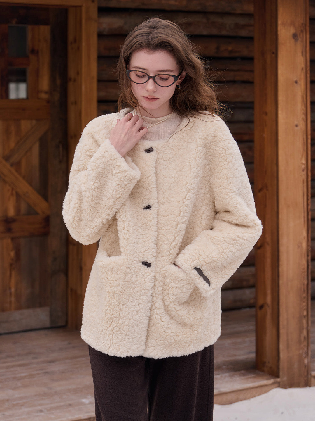 Ramona Round Neck Fluffy Coat