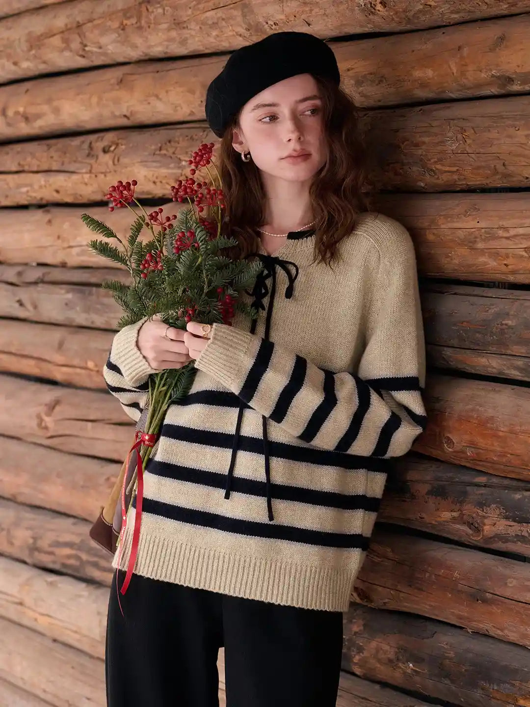 Emberlynn Round Neck Stripe Sweater