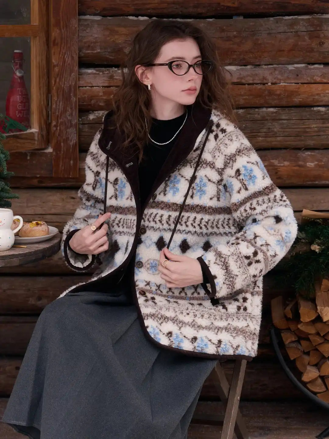 Nyomi Fair Isle Hoodie Coat