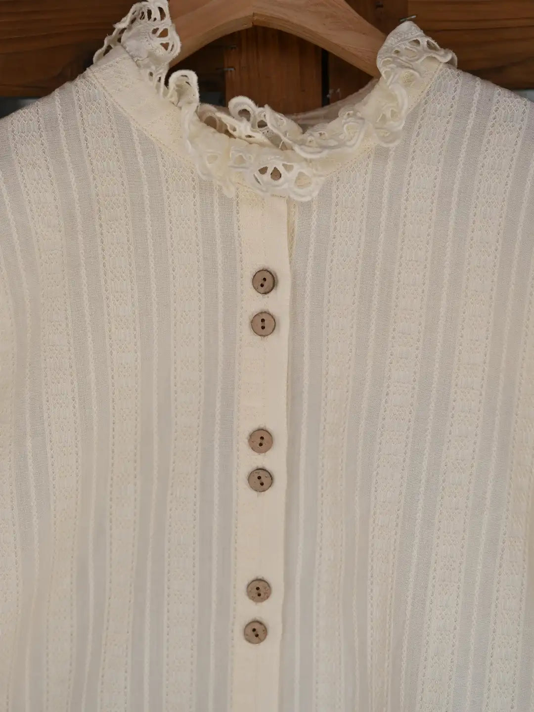 Kaiya Ruffle Collar 100% Cotton Blouse