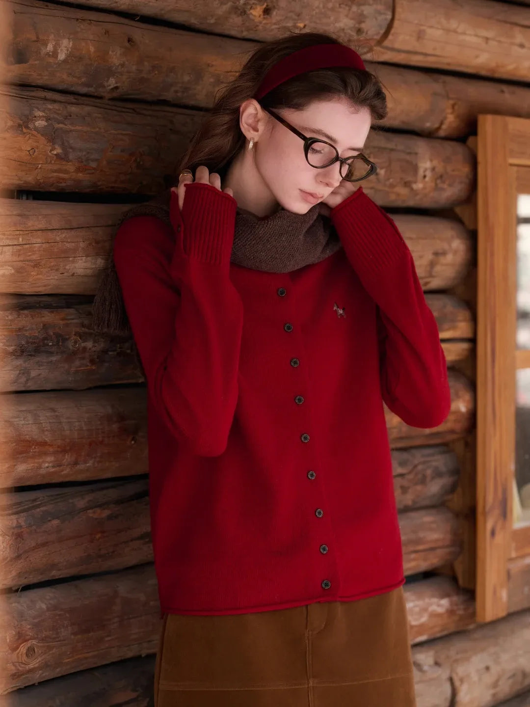 Araceli Round Neck 100% Wool Cardigan