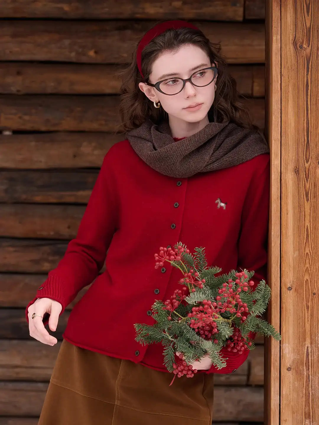 Araceli Round Neck 100% Wool Cardigan