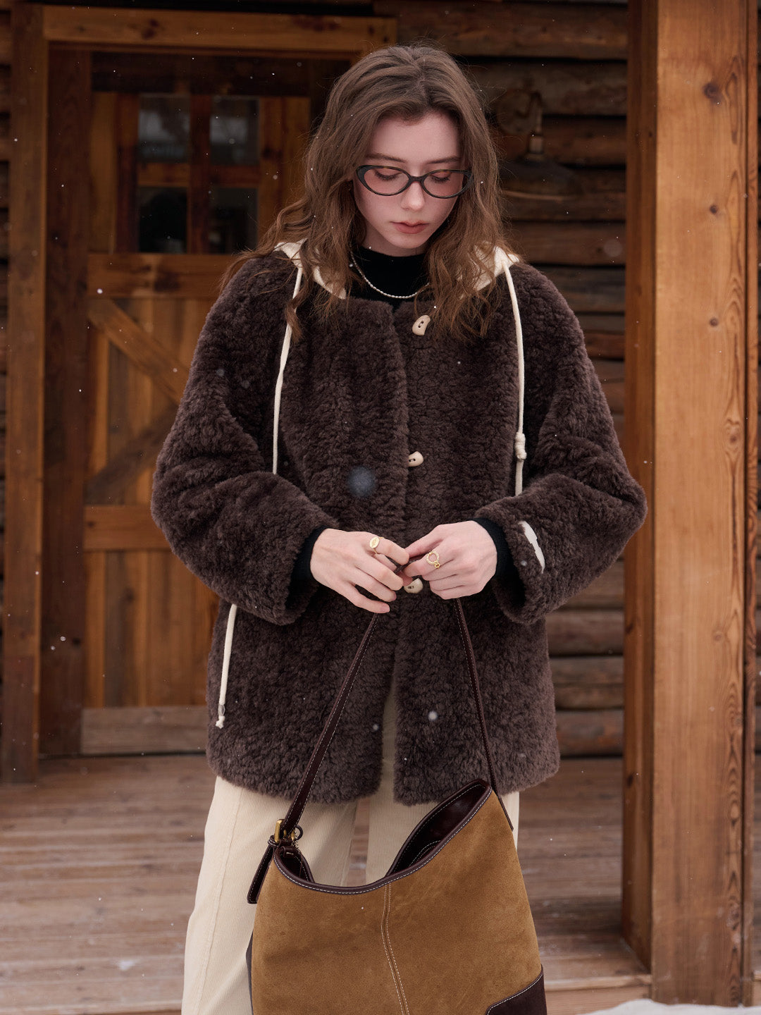 Ramona Round Neck Fluffy Coat