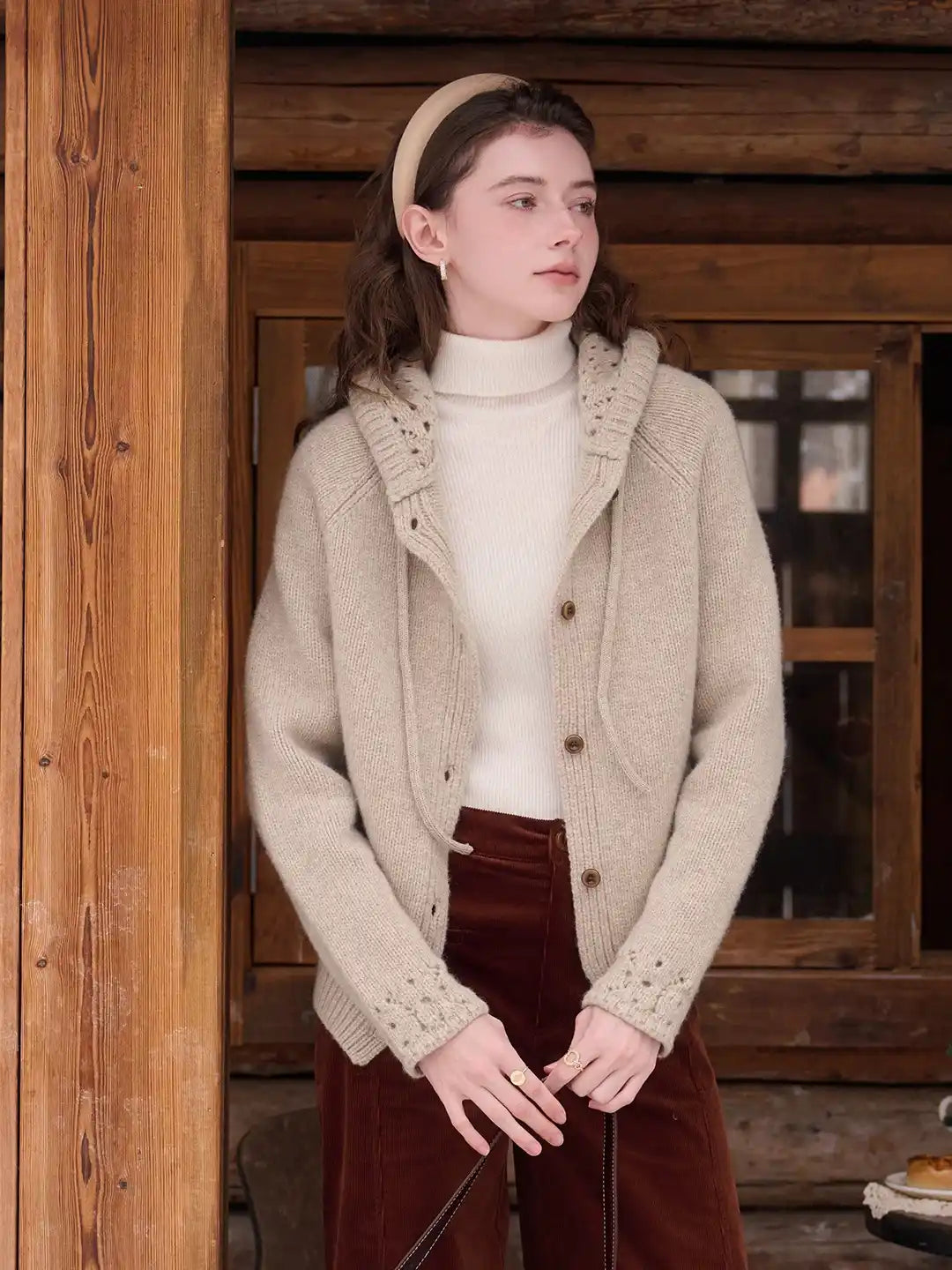 Kori 100% Wool Hoodie Cardigan